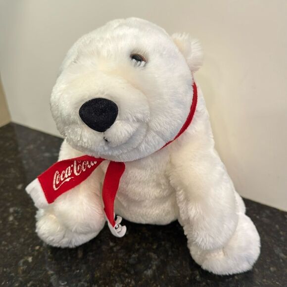 Vintage Coca-Cola Polar Bear 1993 Plush Red Scarf . Size 11” - Picture 1 of 8